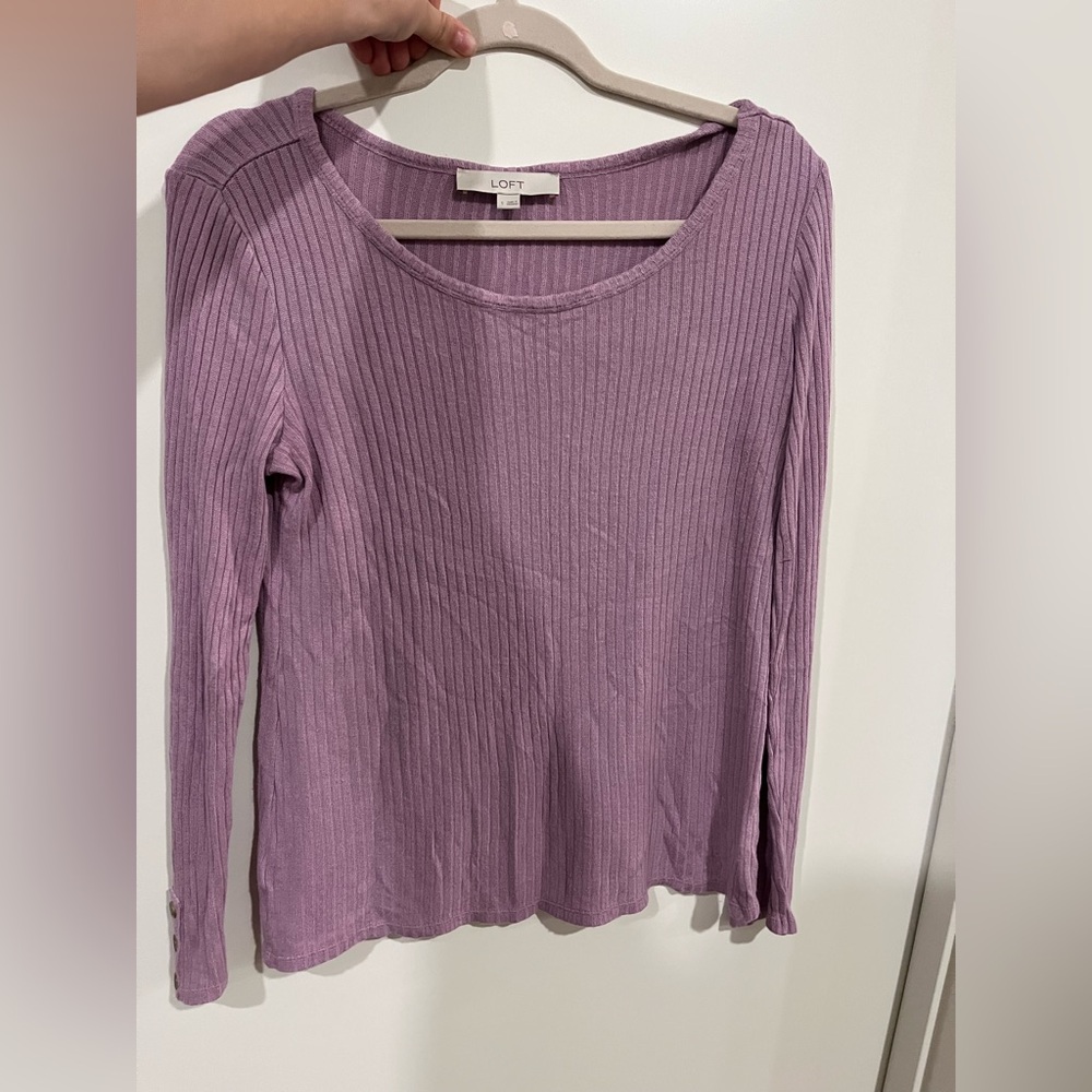 LOFT Lavender Ribbed Blouse